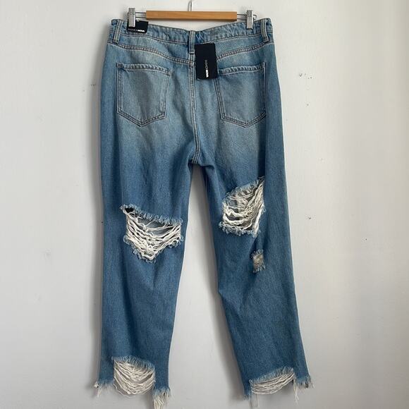 NWT Fashion Nova You Go Girlfriend distressed destroyed raw hem hi rise jeans - Picture 7 of 7